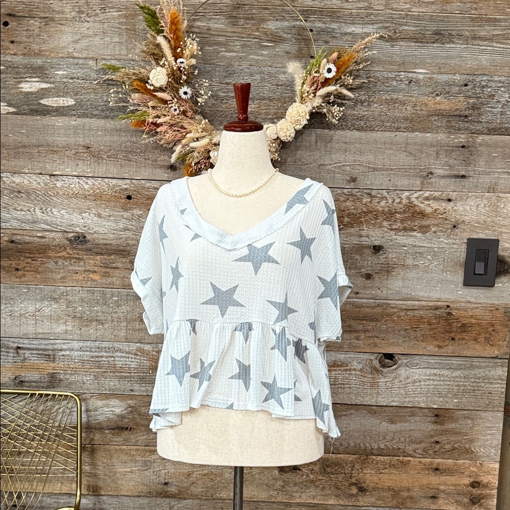 Altar'd State Gray Star Print Blouse